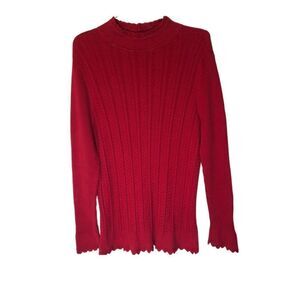 JEANNE PIERRE Red Medium Thick Sweater Long Sleeves Previously Owned